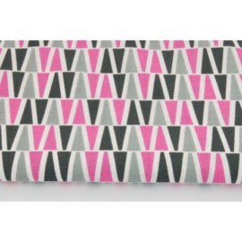 Cotton Fabric  "Pyramids pink and gray"
