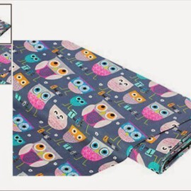 Cotton fabric "Owls on a gray"