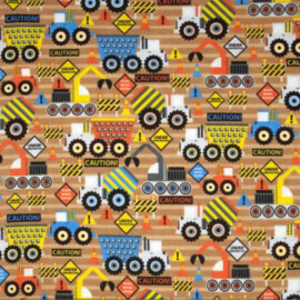 Cotton Flannel Under Construction Multi