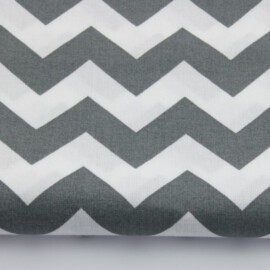 Cotton Fabric "Chevron Gray- White Large"