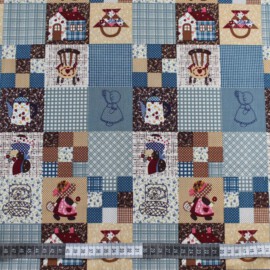 Cotton Fabric " Patchwork style Blue"