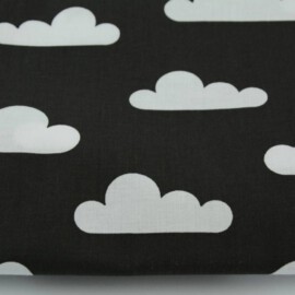 Cotton Fabric "White clouds on a black  background"