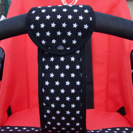 Crotch strap for stroller, Stars print on a black
