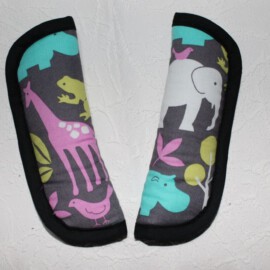 Stroller Harness Shoulder Pads, Michael Miller "animals print"
