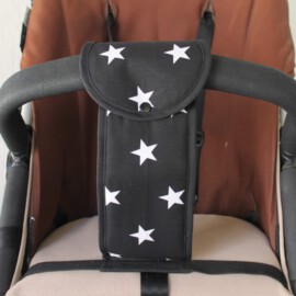 Crotch strap for stroller, stars print on a black