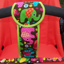 Crotch strap for stroller, Elephants print  brown,