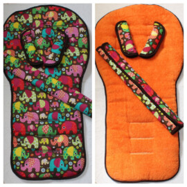 Set for  "Emmaljunga", Elephants print brown/orange