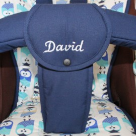 Crotch strap for stroller, dark blue fabric , Personalized!
