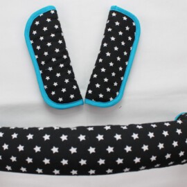 Bumper bar cover & shoulder pads,stars print black /turquoise