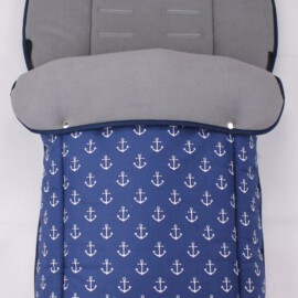 Footmuff and handmuff for "Joie ",anchors print on a blue