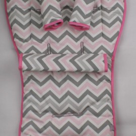 Set for  "Emmaljunga", ZigZag print gray/rosa