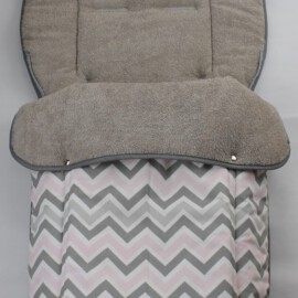 Buggy footmuff for "Hartan " or "Teutonia" ,Zigzag print gray /pink