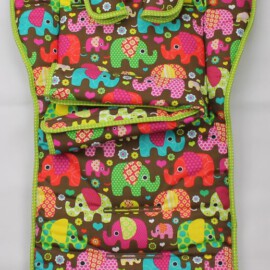 Set for  "Emmaljunga", Elephants print brown/green