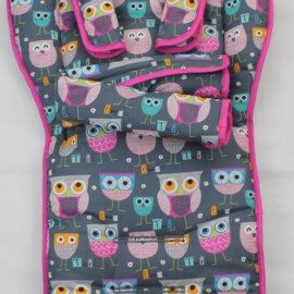 Set for  "Emmaljunga", Owls print gray/pink