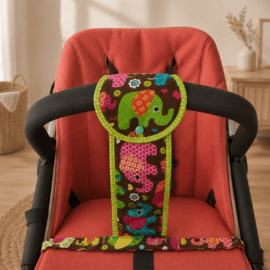 Crotch strap for stroller, Elephants print  brown,