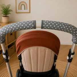 Handlebar covers , stars print on a gray