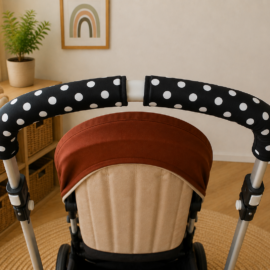 Handlebar covers , polka print on a black
