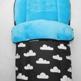 Buggy footmuff for "Joie " , Clouds print black -turquoise