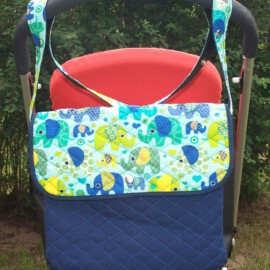 Stroller bag ,Elephanten print on a mint
