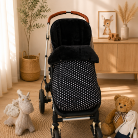 Buggy footmuff for "Joie " ,Stars print black/black