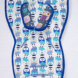 Stroller liner & stroller shoulder pads for  "Quinny" ,Owls  print gray/blue