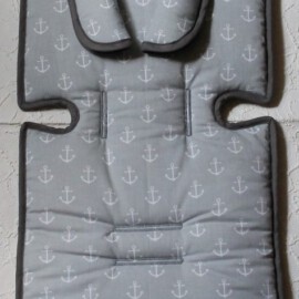 Stroller liner and stroller shoulder pads for  "MacLaren" ,Anchors print gray