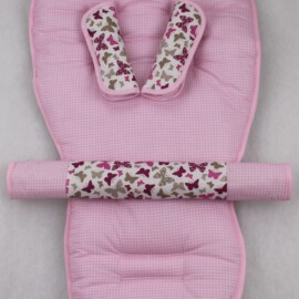 Stroller set for "Quinny ", small check pink / Butterfly pink,gray,purple
