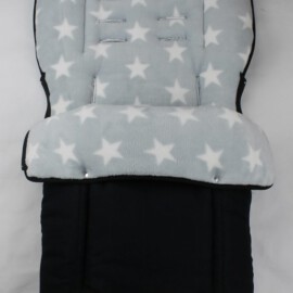 Buggy footmuff for "Joie " , plain black / stars gray
