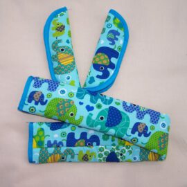 Bumper bar cover & shoulder pads, Elephants on a mint /green