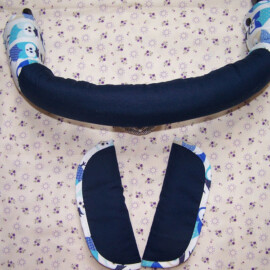 Bumper bar cover & shoulder pads , Owls print / blue