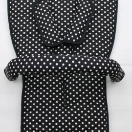 Set for  "Bugaboo" , Dots print on a black ,Personalized !With name!