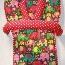Set for  "Bugaboo" , Elephants / Dots print  red