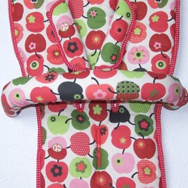 Set for  "Bugaboo" , Apples print on a beige
