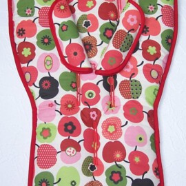 Seat liner & shoulder pads for  "Bugaboo" , Apples print  / terry gray