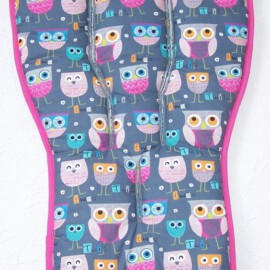 Seat liner for  "Bugaboo" , Owls print on a gray / terry petrol