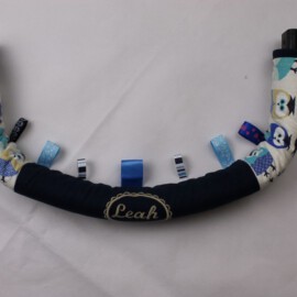 Bumper bar cover with tags, owls print, Personalized! With name embroidered!