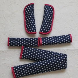 Bumper bar cover ,shoulder pads and handlebar covers, Stars print blue