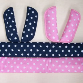 2 x Bumper bar covers + 2 Pair of Shoulder Pads , Stars print pink/blue