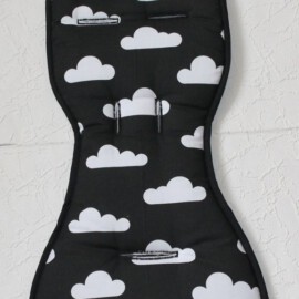 Set  for  "Babyzen YoYo" ,  Clouds print on a black