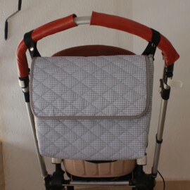 Stroller bag ,small check gray/white print