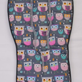 Seat liner for  "Bugaboo" , Owls print on a gray / terry gray