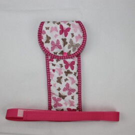 Crotch strap for stroller, Butterfly pink/gray