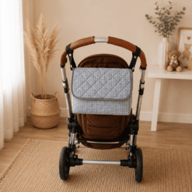 Stroller bag ,small check gray/white print