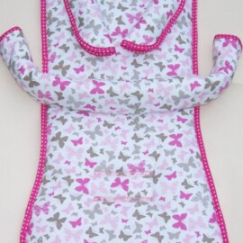 Set for  "TFK", Butterfly print gray/pink