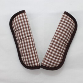 Stroller Harness Shoulder Pads, small check brown,