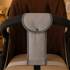 Crotch strap for stroller, Dots  print on a grey