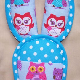Shoulder pads & croth cover, Owls print on a blue