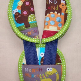 Shoulder pads & crotch cover ,belt pads,strap covers,  “colorful Dinosaurs”