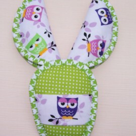 Shoulder pads & croth cover,  Owls print green