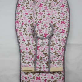 Seat liner & crotch strap for  "Bugaboo" , Butterflies pink,taupe ,gray